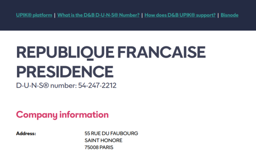 D&B - République Française Présidence